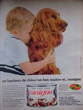 PUBLICITÉ 1964 UN BONHEUR DE CHIEN ! UN BON MAITRE ET CANIGOU ET RON-RON