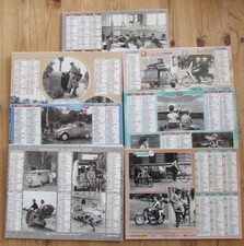 Lot 7 calendriers almanachs du facteur voitures vélos scooters école noir blanc