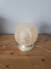 ANCIEN GLOBE LAMPE PLAFONNIER BOULE EN VERRE DEPOLI DECOR FLORAL ART DECO 