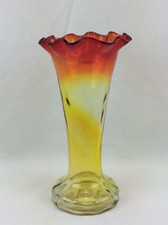 Vase soliflore Pâte De Verre bicolore jaune rouge fait main Design vintage PM