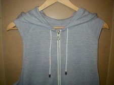 longue veste capuche sans manche hoodie vest M size gris grey style zip side ENG
