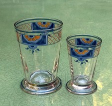 2  JOLIS VERRES ART DECO EMAILLES  MAZOYER SEVRES..