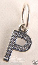 LETTER P Authentic PANDORA Sterling Silver Dangle Charm PENDANT 791328CZ NEW!