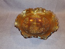 Vintage Carnival Verre Orange Lustre Fenton Bol Moulin En Excellent État