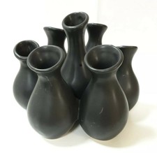 Pique fleurs vase soliflore bouquetiere ceramique faience noire vintage 