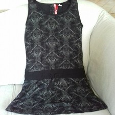 TUNIQUE NOIRE MOTIFS GRIS H&M