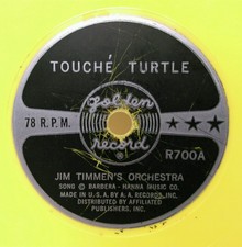 1960's Hanna Barbera TOUCHE TURTLE tv cartoon show theme song 78 RPM  7" record