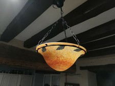 Lustre suspension pâte de verre signé AV.Lagny, Art nouveau