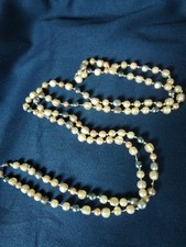 Collier Sautoir Ancien Perles Baroques  Couleur Perles Blanches, Roses Et Grises