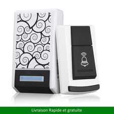 Sonnette Sans Fil à piles Carillon 36 Mélodies Portée 100 m Blanc-Noir