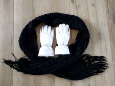Gants de ski femme blanc + écharpe noir