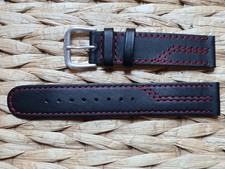 BRACELET DE MONTRE Watch band Cuir Véritable 16mm Noir Kickers /ML07
