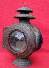 LAMPE LANTERNE ANCIENNE VOITURE CALECHE / VERRES LOUPES LANTERN LAMP