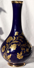 Vase Porcelaine KPM Royal Cobalt Bleu Bavaria Fait à la Main Or Peinture Fleurs