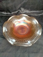 Vintage Orange Lustre Verre Bol Scallopped Bord En Excellent État