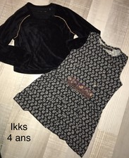 Ikks 4 Ans Fille : Robe Noire 2 En 1 + Sweat Coll Hiver  TBE