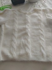  pull  angora blanc  tricoté main  ANNY BLATT  taille 40/42  neuf