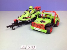 (K58) playmobil 4x4 + hors-bord sur remorque rare 3041