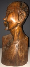 Art africain - statue buste d’homme en bois sculpté