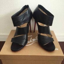 Authentique Christian Louboutin Haut Talon Bottines Sandales Noir Taille 39 Used