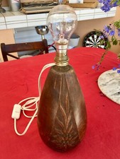 Pied de Lampe ancienne Bois décoré signé ERVE Années 50/60
