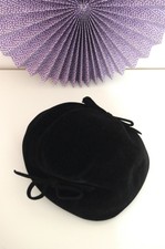 Chapeau Vintage Velours Noir Noeud Année 30 Fait main