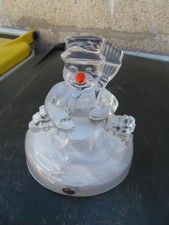 presse papiers paperweight cristal arques glass Bonhomme neige musical snow man