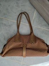 TED LAPIDUS sac en cuir et tissu mordoré vintage