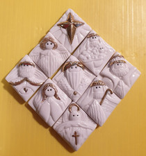 Fève Colas Clamecy - Série complète  blanche et  or - La crèche de Bethléem