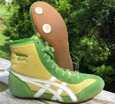 RARE Onitsuka Tiger 81 Wrestling Shoes Size 6.5 Green Yellow White ASICS