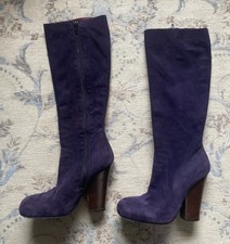 Vivienne Westwood Longue Violette en Cuir et Daim Bottes UK4