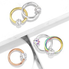 GEMMED FERIDO BALL 16G CBR CAPTIVE BEAD RING TRAGUS HELIX CARTILAGE EAR PIERCING
