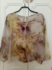 Blouse RENE LEZARD manches 3/4 effet transparent T40