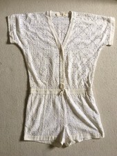 VANESSA BRUNO ATHE broderie anglaise combinaison short blanche St. Tropez Sz S 38