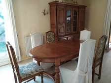 Table de salle avec 2 rallonges et 6 chaises chêne massif