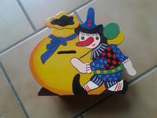 Superbe Tirelire en bois peinte - le clown