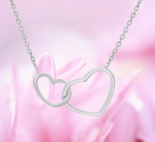 Collier Coeurs Entrelacés En Argent Rhodié