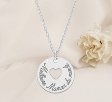 Collier Meilleure maman du monde en argent rhodié 