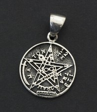 Pendentif Magie ésotérique Tetragrammaton Pentacle Argent 925 2.5g Ø18mm 26333