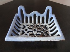   Porte savon ancien vintage, en fonte émaillée bleu, déco rétro