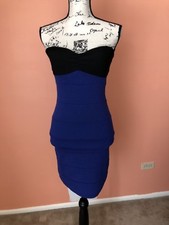 Women Little Black Dress Mini Dark Blue And Black Size M Bershka