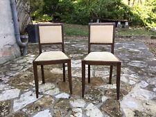Lot de 2 chaises Anciennes Sans Accoudoirs Bois et Velours Clouté Années 40