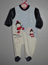 ~ 6 mois MINI GANG - VAL25 ~ Pyjama en velours brodé com9 Garçon ~ 