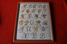  Cadre brodé à la main  - Point de croix  fait main ABCDAIRE CHAMPIGNONS
