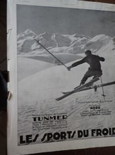 TUNMER équipements ski + CROISIERES FABRE publicité papier ILLUSTRATION 1929