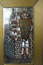 2 cadres céramique d'art émail chevaliers 