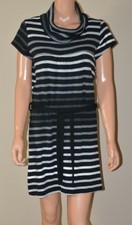 Robe pull rayée noire grise & blanche CACHE CACHE T 40