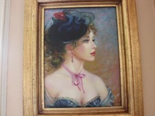 TABLEAU HST SUR CARTON MAGNIFIQUE JEUNE FEMME  SIGNE