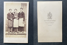 Renoz, Gand, Trois garçons de café ou commis en tablier, circa 1870 CDV vintage 
