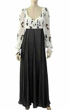 Andrew Gn Noir Blanc Soie Imprimé Papillon Soirée Robe FR42 US 10